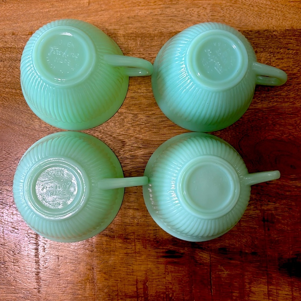 Fire King Jadeite Tea Cup & Saucer (set of 4) - Picture 3 of 10